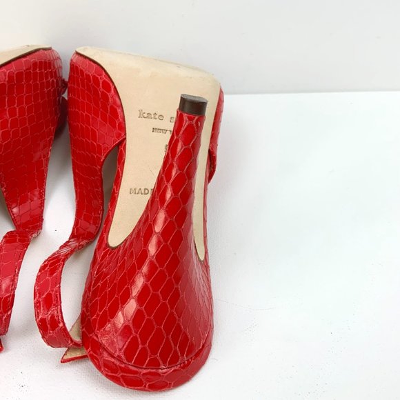 Kate Spade New York  Scarlet Red Slingback Heels Pumps Italy Sz 9 - Picture 11 of 16